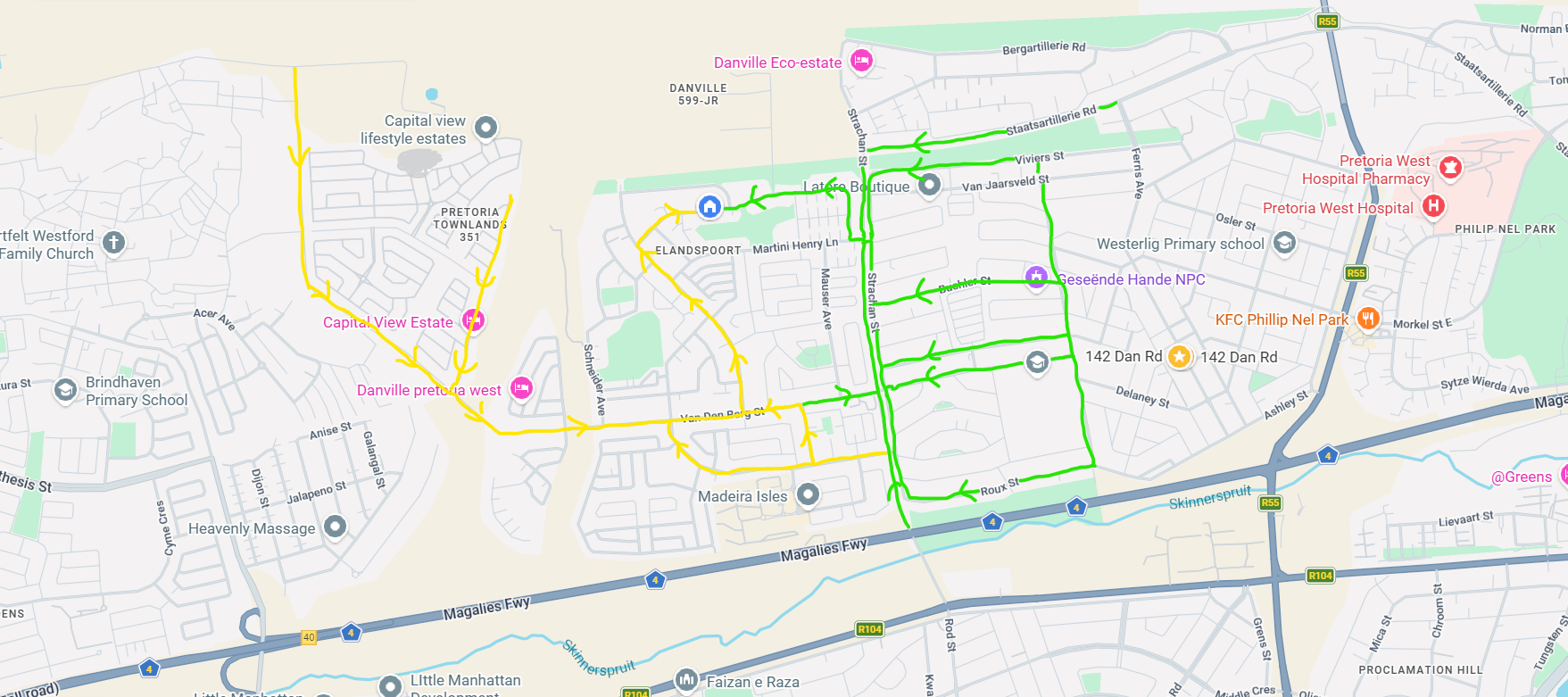 Map showing routes to Courageous Minds Academy